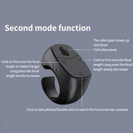 JX-12 Bluetooth Remote Control Wireless BT5.3 Camera Shutter Multifunctional Smartphone Selfie Button Controller Scrolling Ring