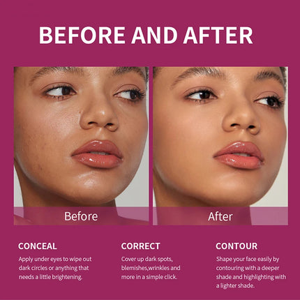Sponge Head Concealer for Dark Circles, Tears, Freckles, Acne, Dark Circles, Pigmentation and Blemishes, Creating Natural Skin