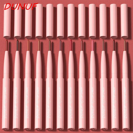 DUNUF 12 Color Velvet Matte Lipliner Pencil Waterproof Non-stick Cup Lipstick Nude Pink Lip Liner Outline Lips Contour Makeup