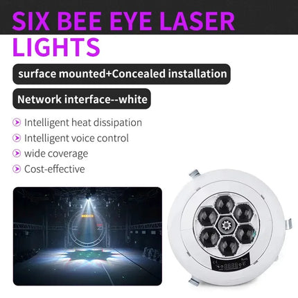 6x10W Bee Eyes Laser Light DJ Party Disco Stage Beam Effect Lighting DMX512 Bar RGB Laser Light for Christmas KTV Night Club