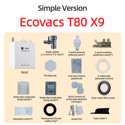 Ecovacs X11 X12 T90 X9 T50 X8 X1 Robot Vacuum Water Change Kit Auto Water Refill and Drain water hookup kit accessories Module
