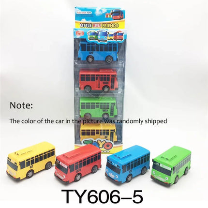 Mini Pull Back Tayo Bus Toy Set with Openable Doors, Sliding Cartoon Vehicle Toy for Kids Boys, Educational Traffic Playset Gift