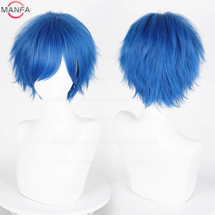 Anime 30cm Short Straight Cosplay Wig Black White Green Brown Purple Blue Gray Red Gold Man Women Heat Resistant Synthetic Hair