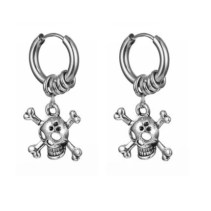 Design Stainless Steel Skull Drop Earrings For Women Men Fashion Gothic Street Hip Hop Ear Jewelry Pendant Cool Stud Earrings