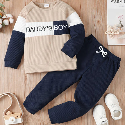Winter Newborn Infant Baby Boy Long Sleeve Knitted    Soft  Waffle  Letter Casual Fashion Baby Clothing