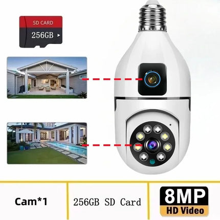 WiFi IP Camera E27 Bulb Cam 8MP Wireless Baby Monitor AI Tracking Security Video Surveillance Pet Cameras 5MP SmartLife Indoor