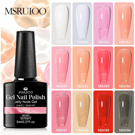 8ml Jelly Milky White Gel Nail Polish Translucent Pure Color UV Gel Polish Semi Permanent Soak Off Varnish Manicure Nail Art DIY