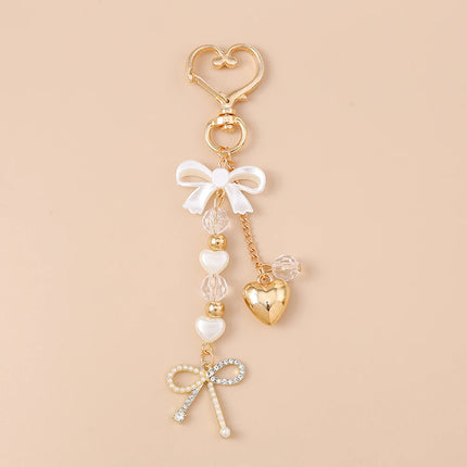 Bowknot Heart Crystal Keychain / Porte-Clés Nœud Cœur Cristal