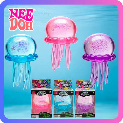 ~_~Needoh Fuzz Ball Jellyfish Squishy Blind Box Random Color Soft Stress Relief Toy Cute Relaxing Squeeze Sensory Toy