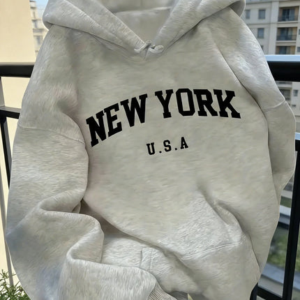 Hooded Sweat for Women Casual Cut NEW YORK USA Lettering Sweater Sweat Casual Fashion HipHop Sweat Harajuku Unisex