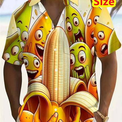 Hawaiian Men's Shirt Abstract Banana Pineapple 3D Printing Tee 2025 Funny Fruit Summer Blouse Lapel Short Sleeves Shirts Tops