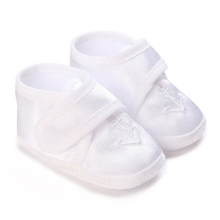 Newborn Baby's First Baptism Shoe: Newborn Boys and Girls' White Baptism Shoes Soft Sole Walking Shoes Multiple Styles-9CM/10CM