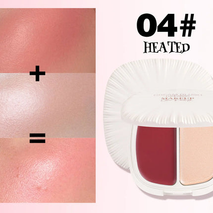 2 In 1 Dream Blush Highlighter Palette Natural Glow Face Contour Long Lasting Luminous Finish Healthy Radiance Duo