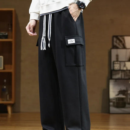 Autumn Sweatpants Cotton Men Baggy Joggers Cargo Pants Korean Neutral Breathable Loose Outdoor Solid color Wide legged Trousers