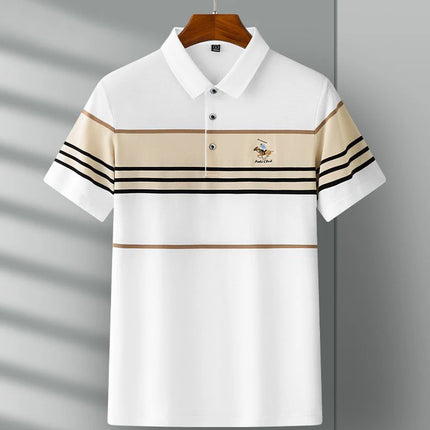 Luxury Embroidery Men's Polo Shirt Summer Thin Breathable 95%Cotton Hip-Hop Harajuku Black Lapel Short-Sleeved Tops Male M-4XL