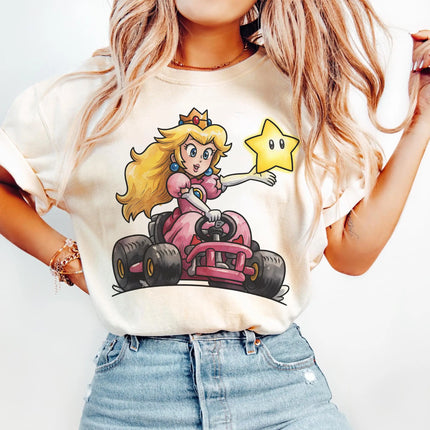 Super Mario Kart Vintage T-shirt Men and Women Summer Cotton Y2K Clothing Cartoon High Quality Short Sleeved Tee Streetwear