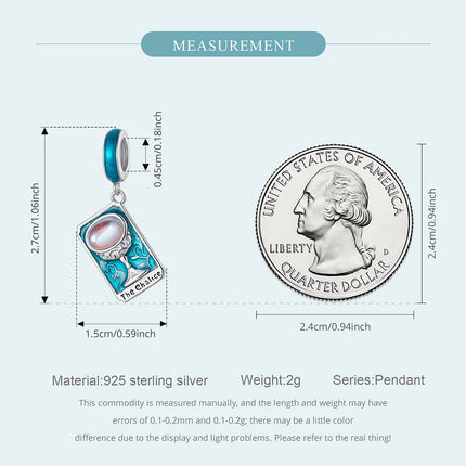 WOSTU 925 Sterling Silver Colorful Tarot Cards Charm Pendent Magic Star Moon Sun Lover Bead Fit DIY Bracelet Necklace Women Gift