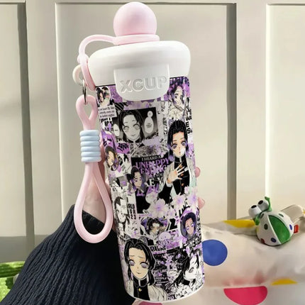 Demon Slayer Stainless Steel Insulated Cup Cute Fashion Cartoon Floating Ball Straw Thermos Portable Coffee Cup Gift for Friends
