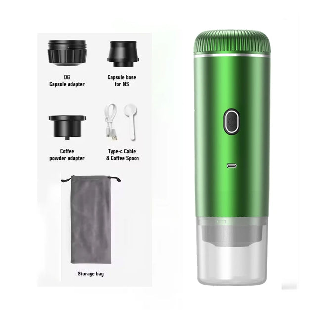 Portable Espresso Machine for Travel
Travel Coffee Maker 20-Bar Extraction Compatible with Ground Coffee & NS Capsule