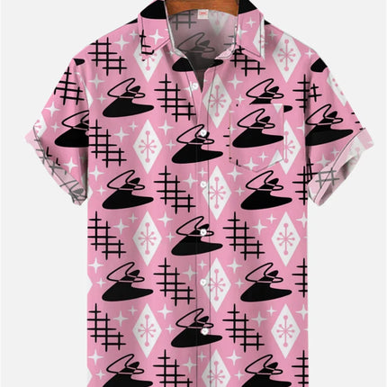 Men's shirt handsome mecha man print Hawaiian lapel top large size loose short-sleeved summer new style
