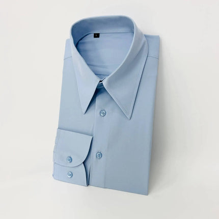 2025 New High Quality Lapel Men Shirt Wrinkle-Free Slim Fit Business Casual Shirt Solid Color Retro Gray Men Dress Shirt