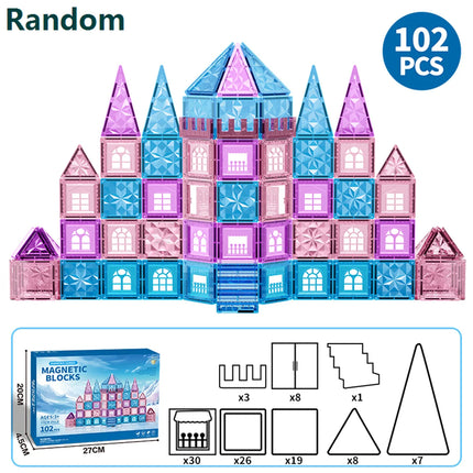 Magnetic Tiles Ice Castle DIY Magnetic Building Blocks for Kids Boys Girls Montessori STEM Educational Sensory Toys Gifts