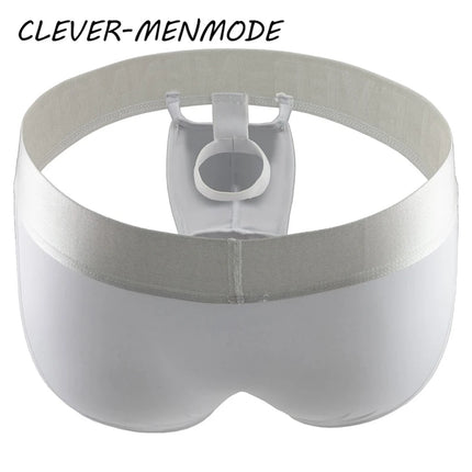 CLEVER-MENMODE Men's Sexy O-Ring Elephant Nose Briefs Ice Silk Men Ultra Thin Long Penis Mini Panties Miceo Openwork Lingerie