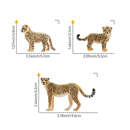 8Pcs Toymany Simulation Cheetah Figures Set Wildlife Animal Model Cake Toppers  Kids Children Gift  Mini Collectible Figurines