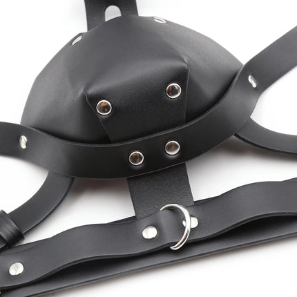 SM Leather Padded Hood Blindfold,Head Harness Mask Gag, BDSM Bondage ,Sex Toys For Couples Accessories
