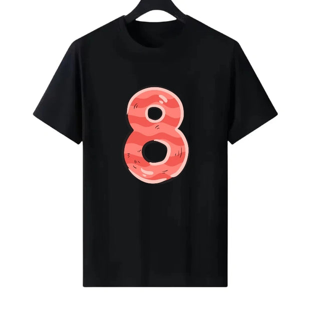 Letter Number Woman Black Summer Round Neck Parent-child Clothing Family Tops Unisex Comfort Short Sleeves T-Shirt Men Blouses