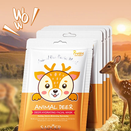 5pcs SADOER Animal Pattern Masks Face Mask Moisturizing Anti Wrinkles Anti-Aging Whitening Facial Masks Skin Care Novel Products
