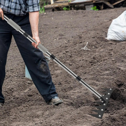 Long Handle Weeding Tool Gardening Weeding Rake Heavy Duty Iron Long Handled Weeding Rake With Telescopic Length For Weeding