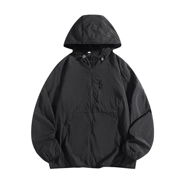 Men's Summer Thin Fishing Jacket UPF50+ UV Protection Quick Dry Hat Outdoor Clothing Breathable Tight Fit Linen Polo Shirt