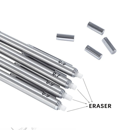 Metal Mechanical Pencil Set with Pencil Grip, Leads Art Drawing Student Office Supplies 0.5/0.7/0.9/2.0mm Automatic Pencil