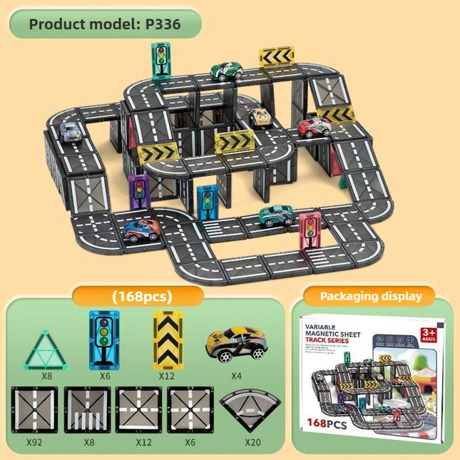 Creative Colorful Window Magnetic Sheet Children DIY City Road Car Model Track Magnetic Block Splicing Puzzle Toy Gift For Kids