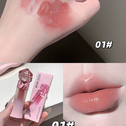 Gege Bear Water Light Lip Llaze Set Mirror Lipstick Lip Gloss, Hydrating Moisturizing, Long Lasting, Gift for Lover