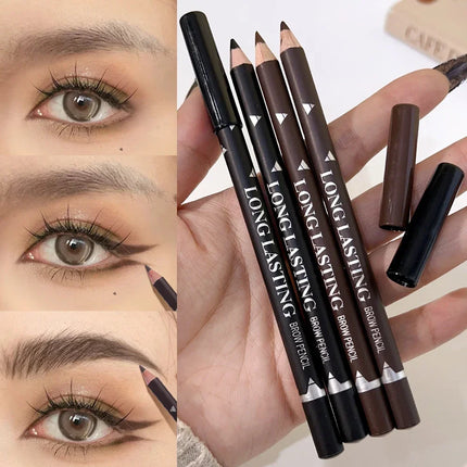 Black Brown Color Eyeliner Eyebrow Makeup Pencil 2 in 1 Waterproof Natural Lasting Matte Brow Pen Easy To Wear Eyes Cosmetics