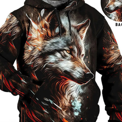 Men's Unisex Hoodie Fashion Pullover Hoodie Sweatshirt Hooded Animal Wolf Lion Dragon Tiger Print Daily 3D Print Casual Hoodies