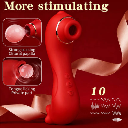 2 in 1 Sucking Vibrator Female Clit Nipple Stimulator G Spot Oral Licking Sexual Masturbator Erotic Adult Sex Toys for Women