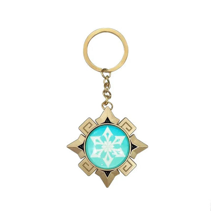 New Teyvat Vision Fontaine Water God Focalors Lyney and Lynette Keychain Luminous 7 Element Eye Of Original God Toy KeyRing
