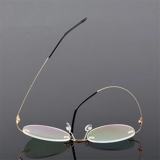Frameless Round Myopia Glasses Finished Women Men Ultra-light Rimless Nearsighted Prescription Eyeglasses 0 -0.5 -0.75 To -6.0
