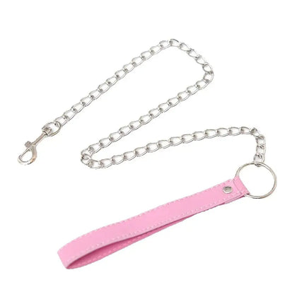 PU Leather Ring Steel Chain Sex Collar Leash Neck Traction Chain BDSM Bondage Restraints Sex Toys For Women Adult Games