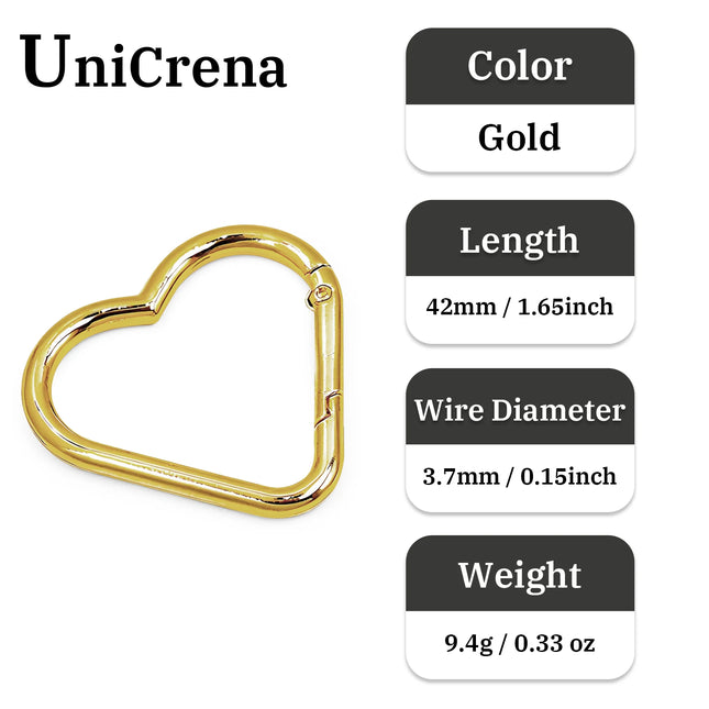 UniCrena Heart Carabiner Clip 4Pcs Spring Snap Hook Carabiner Keychain Ring Clip for Backpack Keys Travel Camping, Bulk Supplies