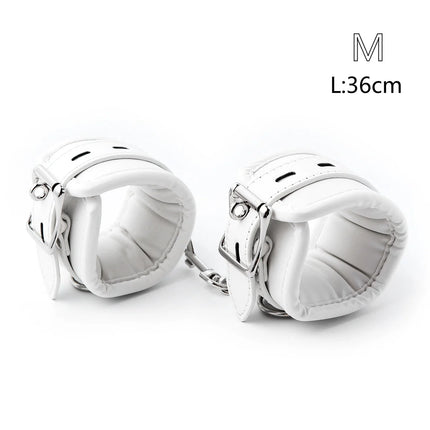 Bdsm Bondage Sex Toys of Leather Adjustable Handcuffs Ankle Cuffs with Metal Link for Men Women Restraints Exotic Accessories
