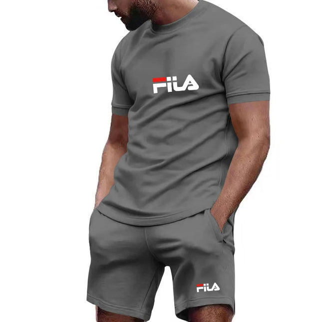 Men's Summer Casual Sports Two-Piece Set - Short-Sleeve Breathable Quick-Dry T-Shirt And Shorts for Outdoor Running Fitness