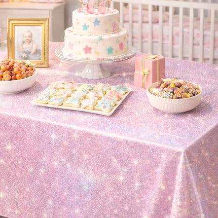 Purple Laser Disposale Tablecloth Happy Birthday Party Decoration Wedding Party Aluminum Film Table Cover Baby Shower Supplies