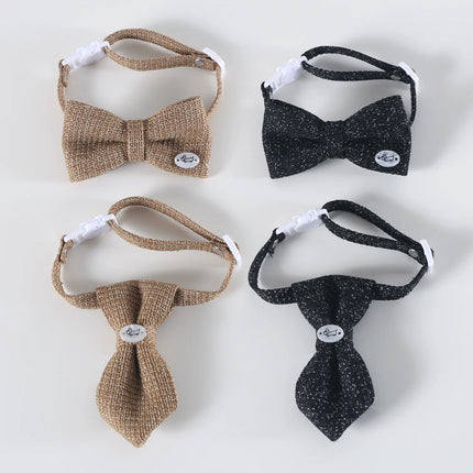 2026 New Pet Linen Collar Gentleman Adjustable Anti-Choking Breathable Bowtie, Tie & Bowknot Decor Comfortable For Cat&Small Dog