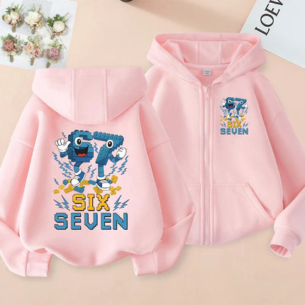 Hot Six Seven Children's Zip Up Hoodies Funny 67 Brainrot Zipper Hoody Clothes Kid Girl Boy Baby Casual Fashion Tops Sweatshirts