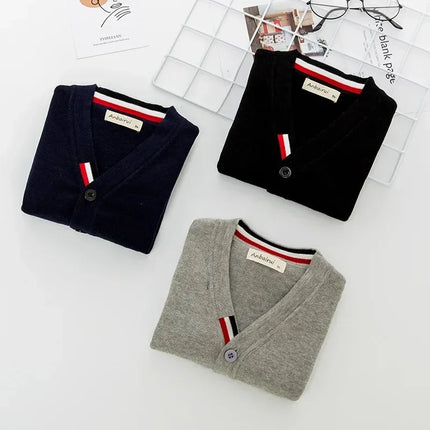 Kids Striped Knitting Cardigan Sweater Autumn Winter Boy Girl Pullover Sweater Boys Tops Outfit Clothing Children Soft Clothes