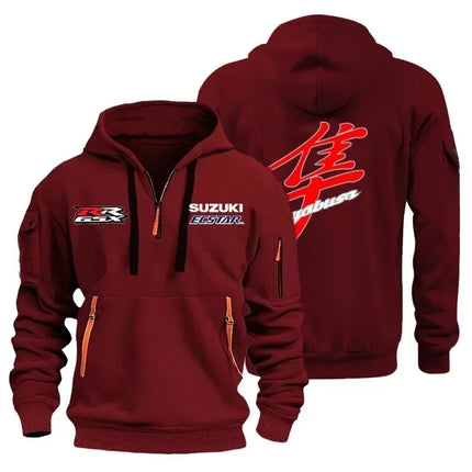 Suzuki Logo Men's Outdoor Hoodie Half Stand Collar Warm Shirt for Cycling Autumn/Winter 2026 New Collection